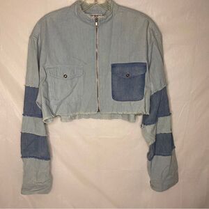 Fashion Nova Denim Patchwork Jacket Size S